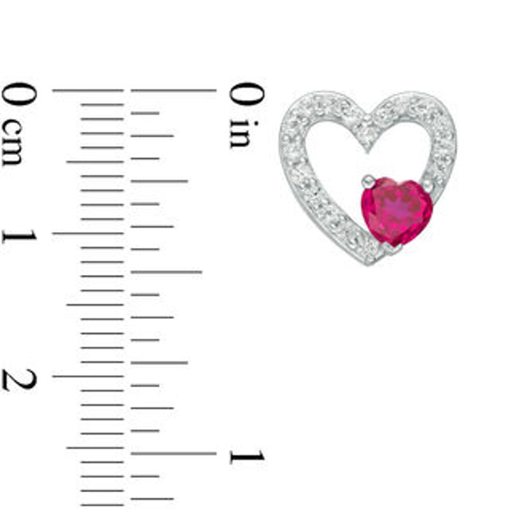 5.0mm Lab-Created Ruby and White Sapphire Heart Stud Earrings in Sterling Silver|Peoples Jewellers