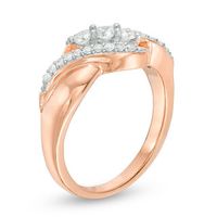 0.30 CT. T.W. Diamond Three Stone Slant Bypass Ring in 10K Rose Gold|Peoples Jewellers