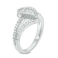 0.45 CT. T.W. Diamond Three Stone Wave Split Shank Ring in 10K White Gold|Peoples Jewellers