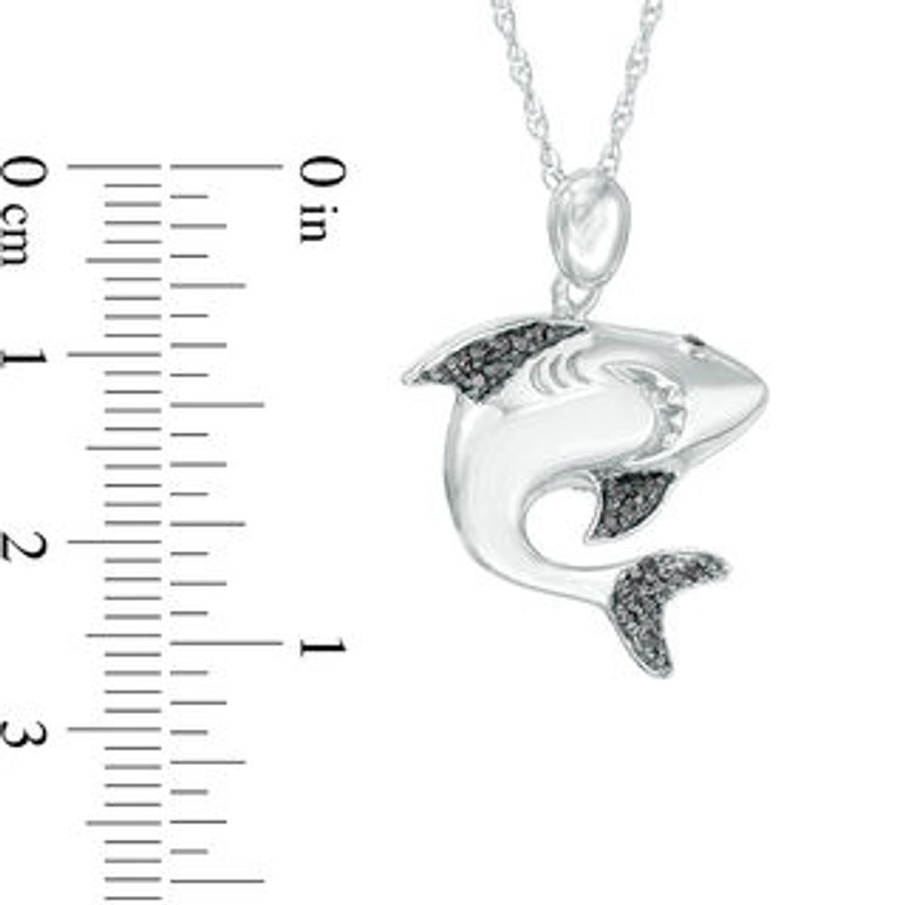 0.12 CT. T.W. Black Diamond Shark Pendant in Sterling Silver|Peoples Jewellers