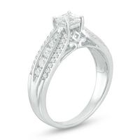 0.85 CT. T.W. Certified Canadian Princess-Cut Diamond Multi-Row Engagement Ring in 14K White Gold (I/I2)|Peoples Jewellers