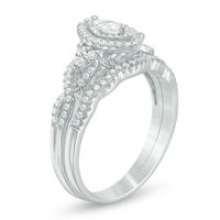 0.45 CT. T.W. Marquise Diamond Frame Tri-Sides Bridal Set in 14K White Gold|Peoples Jewellers