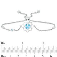 Blöem Cushion-Cut Swiss Blue Topaz with White Enamel Lotus Bolo Bracelet in Sterling Silver - 9"|Peoples Jewellers