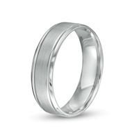 Men's 6.0mm Brushed Grooved-Edge Wedding Band in Platinum - Size 10|Peoples Jewellers
