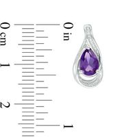 Amethyst and Lab-Created White Sapphire Teardrop Swirl Frame Pendant and Drop Earrings Set in Sterling Silver|Peoples Jewellers