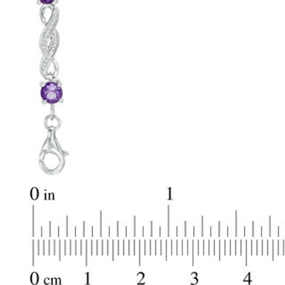 4.0mm Amethyst and Diamond Accent Double Infinity Bracelet in Sterling Silver|Peoples Jewellers