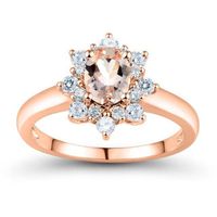 Oval Morganite and Lab-Created White Sapphire Sunburst Frame Ring in 10K Rose Gold|Peoples Jewellers