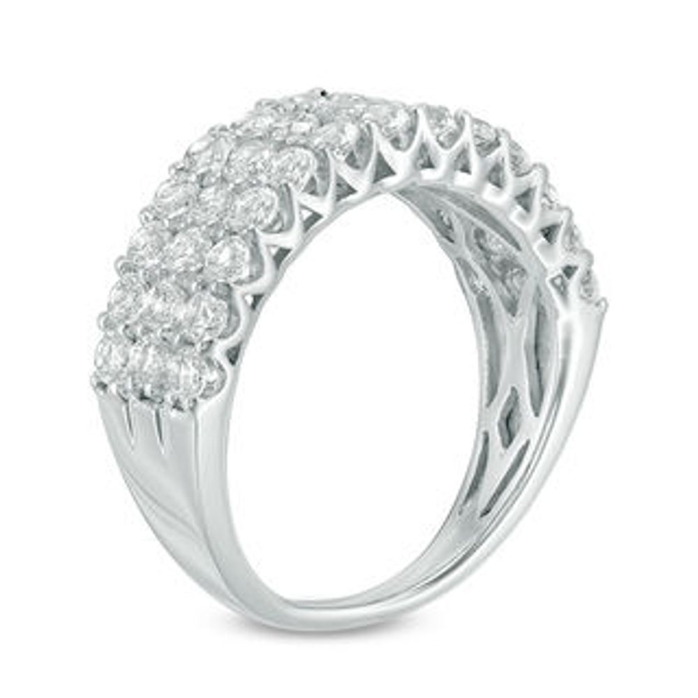 Lab-Created White Sapphire Triple Row Ring in Sterling Silver|Peoples Jewellers