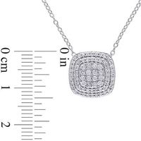 0.47 CT. T.W. Composite Diamond Double Cushion Frame Pendant in Sterling Silver|Peoples Jewellers