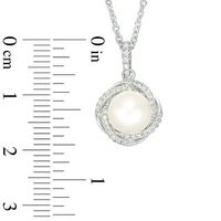 Vera Wang Love Collection 8.0-8.5mm Freshwater Cultured Pearl and 0.14 CT. T.W. Diamond Pendant in Sterling Silver-19"|Peoples Jewellers