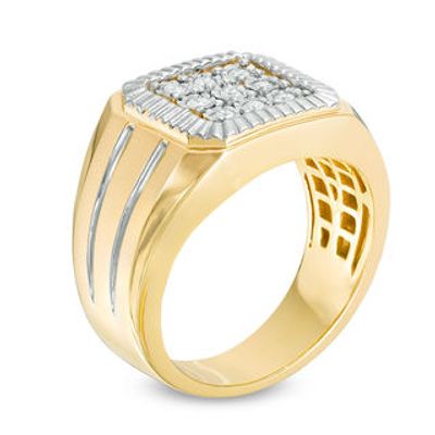Men's 0.20 CT. T.W. Diamond Square Composite Ring in 10K Gold|Peoples Jewellers