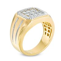 Men's 0.20 CT. T.W. Diamond Square Composite Ring in 10K Gold|Peoples Jewellers