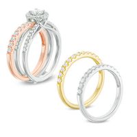 1.58 CT. T.W. Diamond Frame Four-Piece Bridal Set in 14K Tri-Tone Gold|Peoples Jewellers