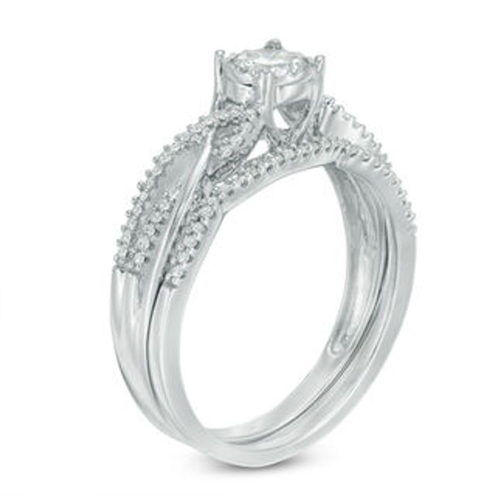 0.45 CT. T.W. Diamond Braided Bridal Set in 10K White Gold|Peoples Jewellers