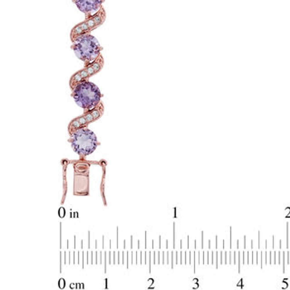 6.0mm Rose de France Amethyst and Lab-Created White Sapphire Bracelet in Sterling Silver with 18K Rose Gold Plate - 7.5"|Peoples Jewellers