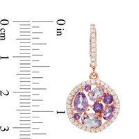 Rose de France, Purple Amethyst and Lab-Created White Sapphire Drop Earrings in Sterling Silver with 18K Rose Gold Plate|Peoples Jewellers
