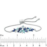 Blue Topaz, Lab-Created Blue Opal, Blue and White Sapphire Floral Bolo Bracelet in Sterling Silver - 9.0"|Peoples Jewellers