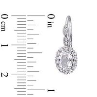 Oval White Topaz and Diamond Accent Frame Drop Earrings in 14K White Gold|Peoples Jewellers