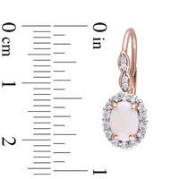 Oval Opal, White Topaz and Diamond Accent Frame Drop Earrings in 14K Rose Gold|Peoples Jewellers