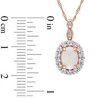 Oval Opal, White Topaz and Diamond Accent Frame Pendant in 14K Rose Gold – 17"|Peoples Jewellers
