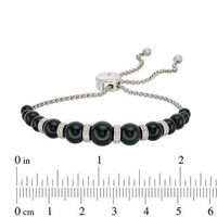 Graduating Black Agate and Lab-Created White Sapphire Bolo Bracelet in Sterling Silver - 9.0"|Peoples Jewellers