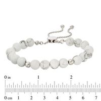 8.0mm Howlite and Polished Bead Bolo Bracelet in Sterling Silver - 9.0"|Peoples Jewellers