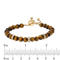 6.0mm Tiger's Eye Bead and Station Bolo Bracelet in 10K Gold - 9.0"|Peoples Jewellers