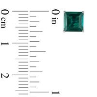 6.0mm Princess-Cut Lab-Created Emerald Stud Earrings in 10K White Gold|Peoples Jewellers