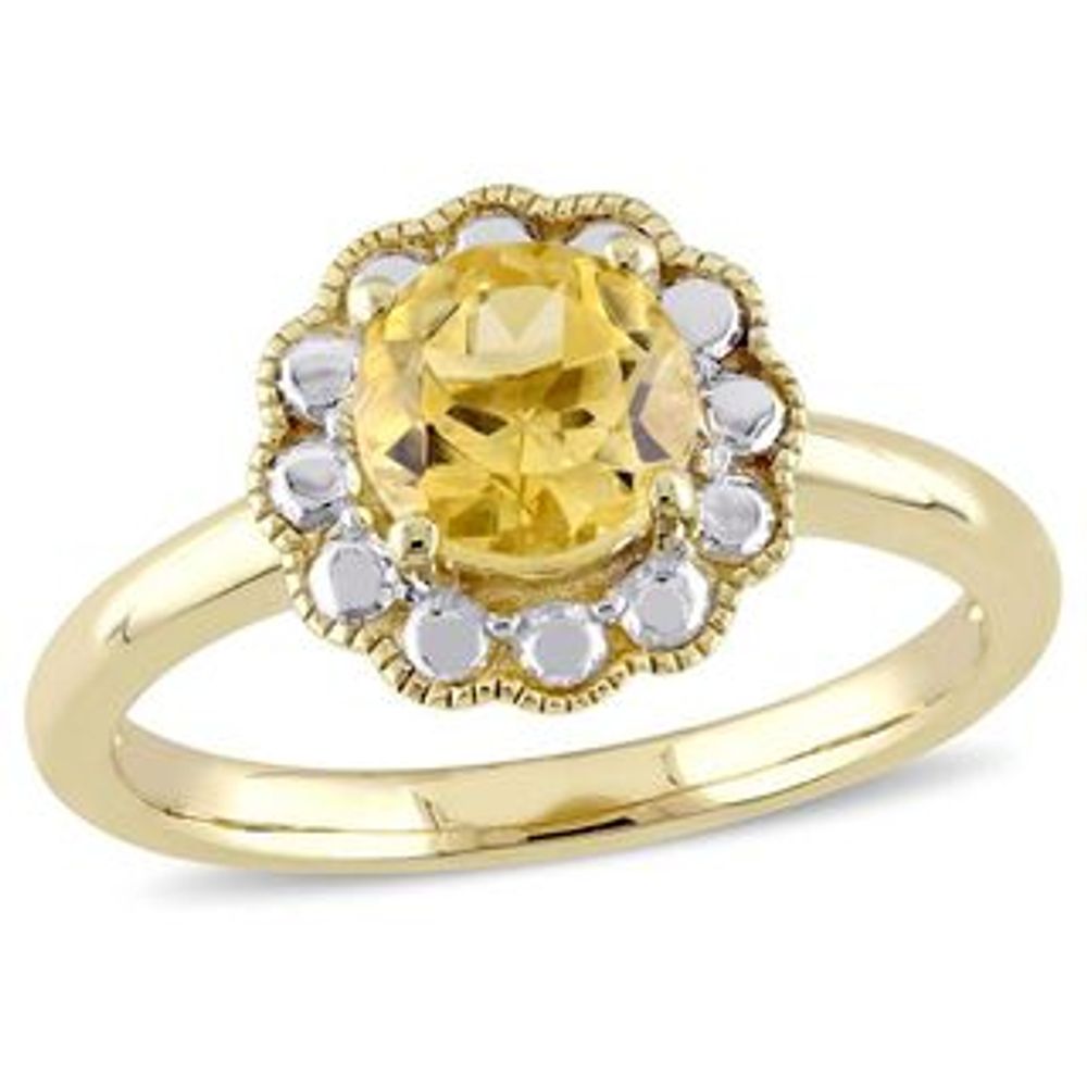 6.5mm Citrine Flower Vintage-Style Ring in 10K Gold|Peoples Jewellers