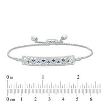 Vera Wang Love Collection 0.30 CT. T.W. Diamond and Blue Sapphire Chevron Bolo Bracelet in 14K White Gold - 8.0"|Peoples Jewellers