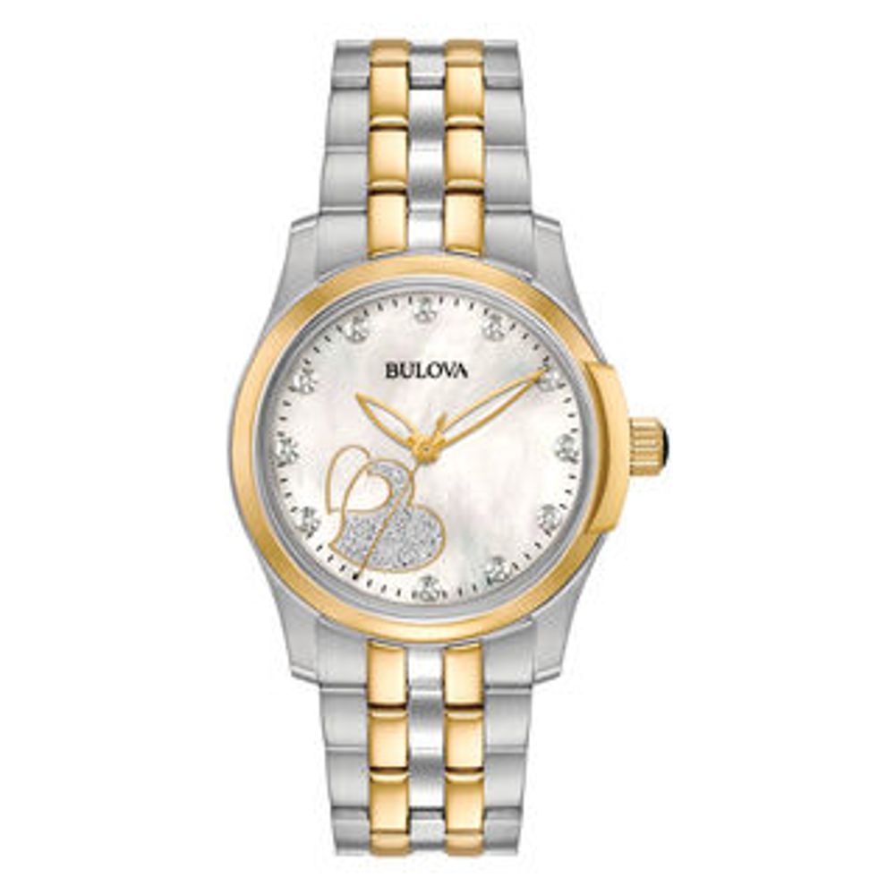 Ladies' Bulova Diamond-Accent Two-Tone Watch with Mother-of-Pearl Dial (Model: 98P152)|Peoples Jewellers