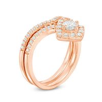 CT. T.W. Diamond Tilted Cushion Frame Bridal Set in 10K Rose Gold|Peoples Jewellers