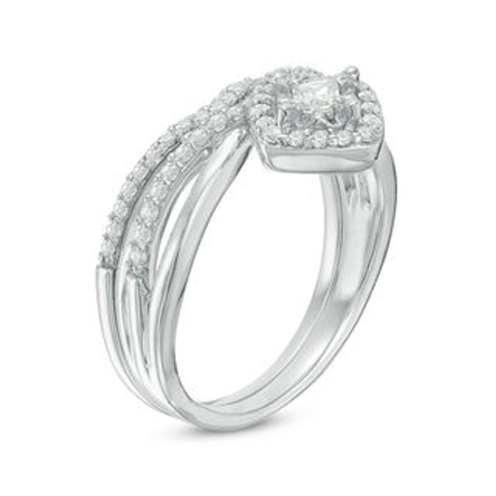 0.37 CT. T.W. Princess-Cut Diamond Frame Twist Shank Bridal Set in Sterling Silver|Peoples Jewellers