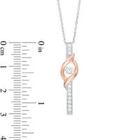 Unstoppable Love™ Lab-Created White Sapphire Stick Drop Pendant in Sterling Silver and 10K Rose Gold|Peoples Jewellers