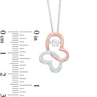 Unstoppable Love™ Lab-Created White Sapphire Heart-Shaped Butterfly Pendant in Sterling Silver and 10K Rose Gold|Peoples Jewellers