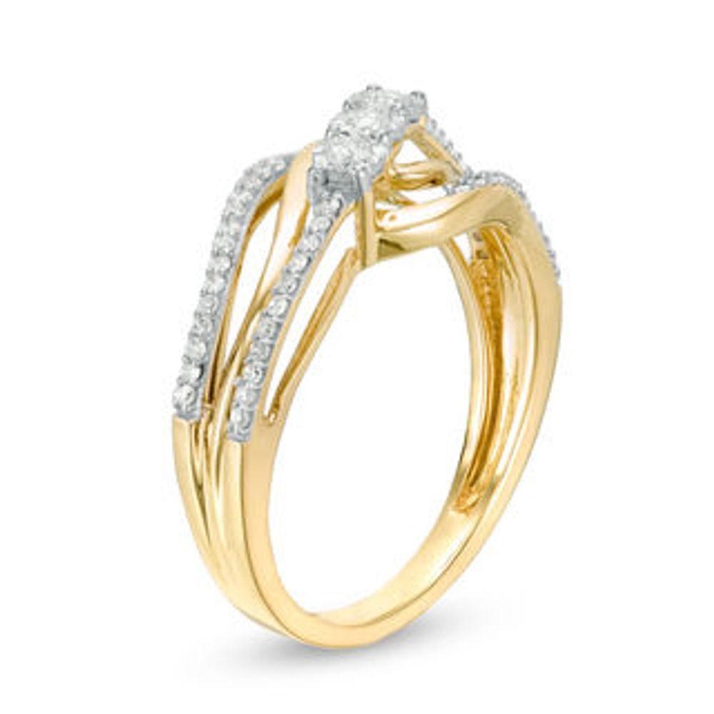 0.25 CT. T.W. Diamond Three Stone Bypass Ring in 10K Gold|Peoples Jewellers