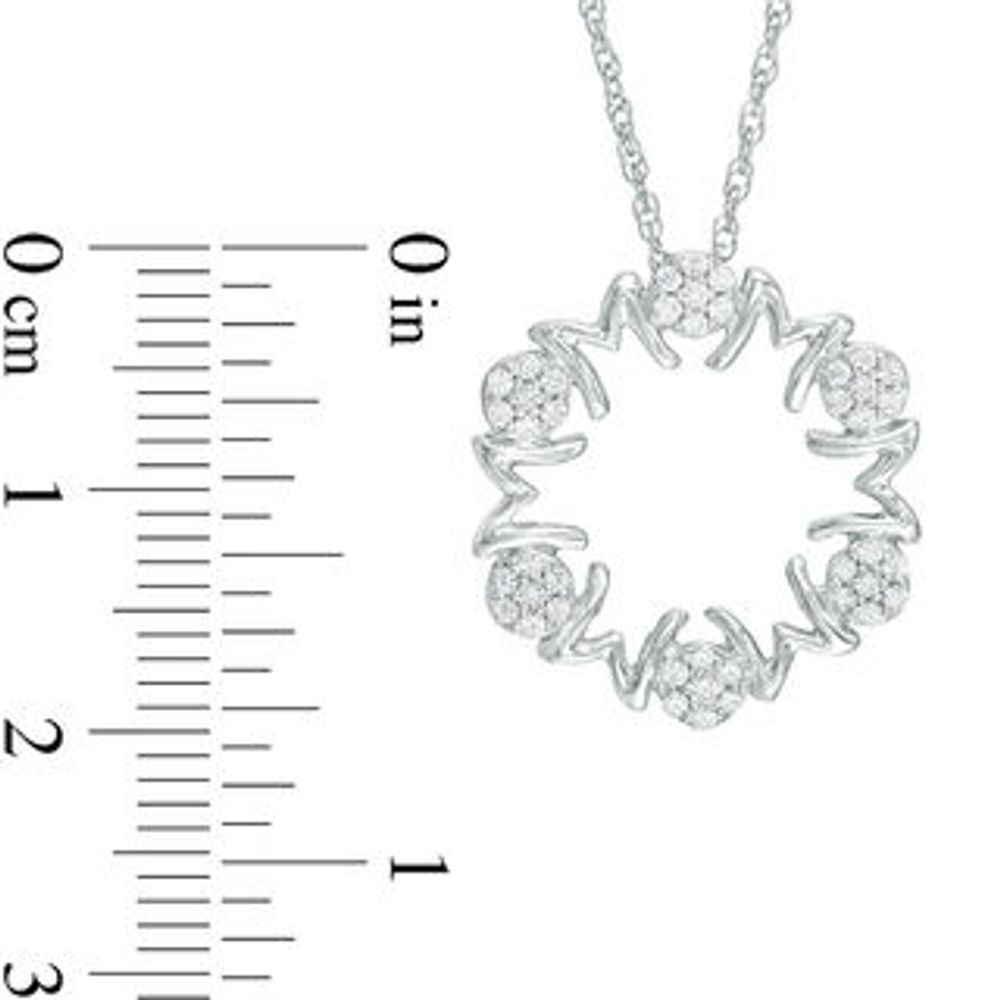 0.23 CT. T.W. Diamond "MOM" Circle Pendant in Sterling Silver|Peoples Jewellers