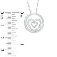 0.12 CT. T.W. Diamond Double Heart Circle Pendant in Sterling Silver|Peoples Jewellers