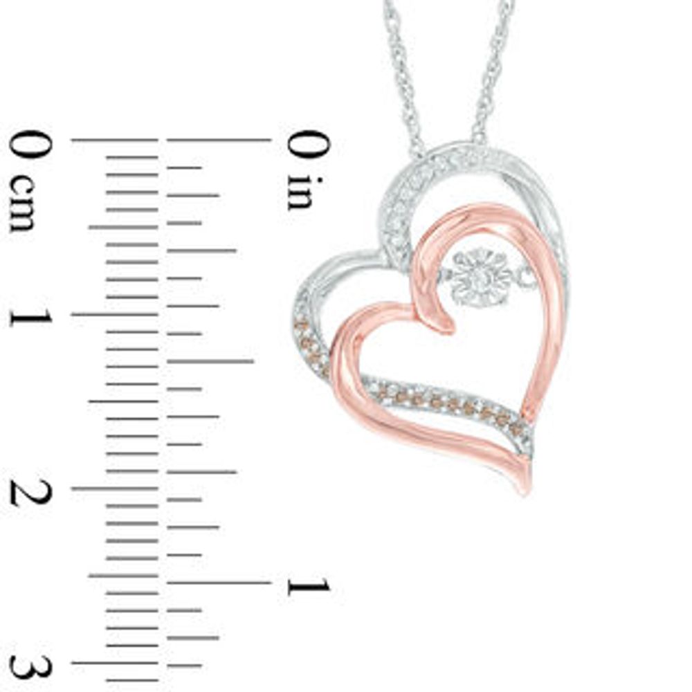 Unstoppable Love™ 0.07 CT. T.W. Champagne and White Diamond Tilted Hearts Pendant in Sterling Silver and 10K Rose Gold|Peoples Jewellers