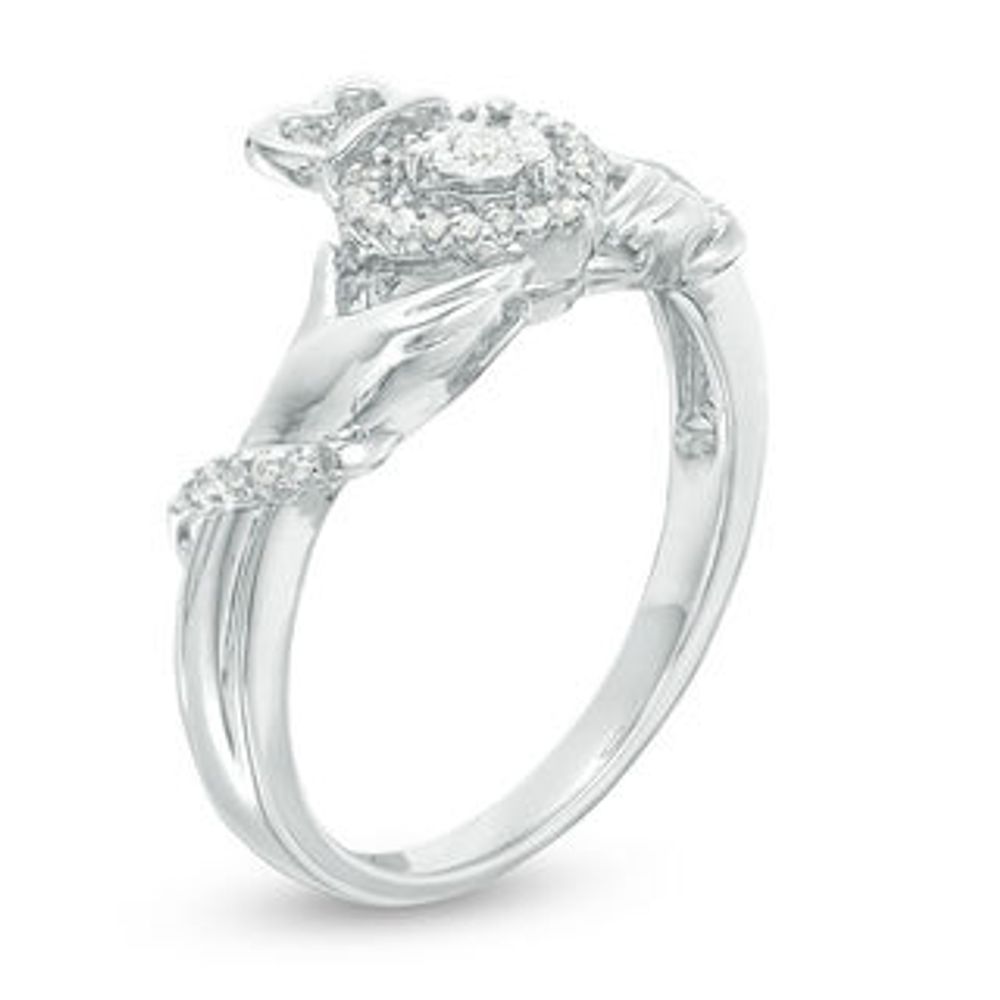 0.15 CT. T.W. Diamond Claddagh Promise Ring in 10K White Gold|Peoples Jewellers