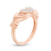 0.12 CT. T.W. Diamond Heart Frame Claddagh-Style Promise Ring in 10K Rose Gold|Peoples Jewellers