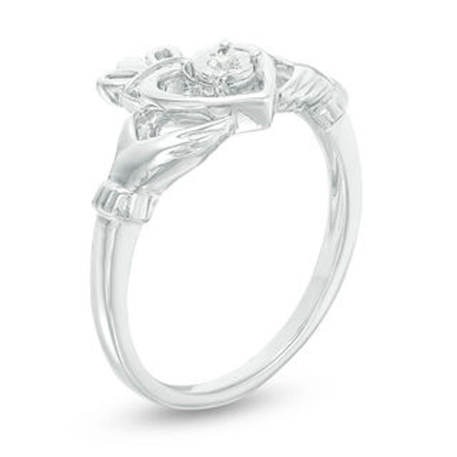 0.04 CT. Diamond Solitaire Claddagh Promise Ring in 10K White Gold|Peoples Jewellers