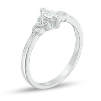 0.23 CT. Marquise Diamond Solitaire Celtic Knot Promise Ring in 10K White Gold|Peoples Jewellers