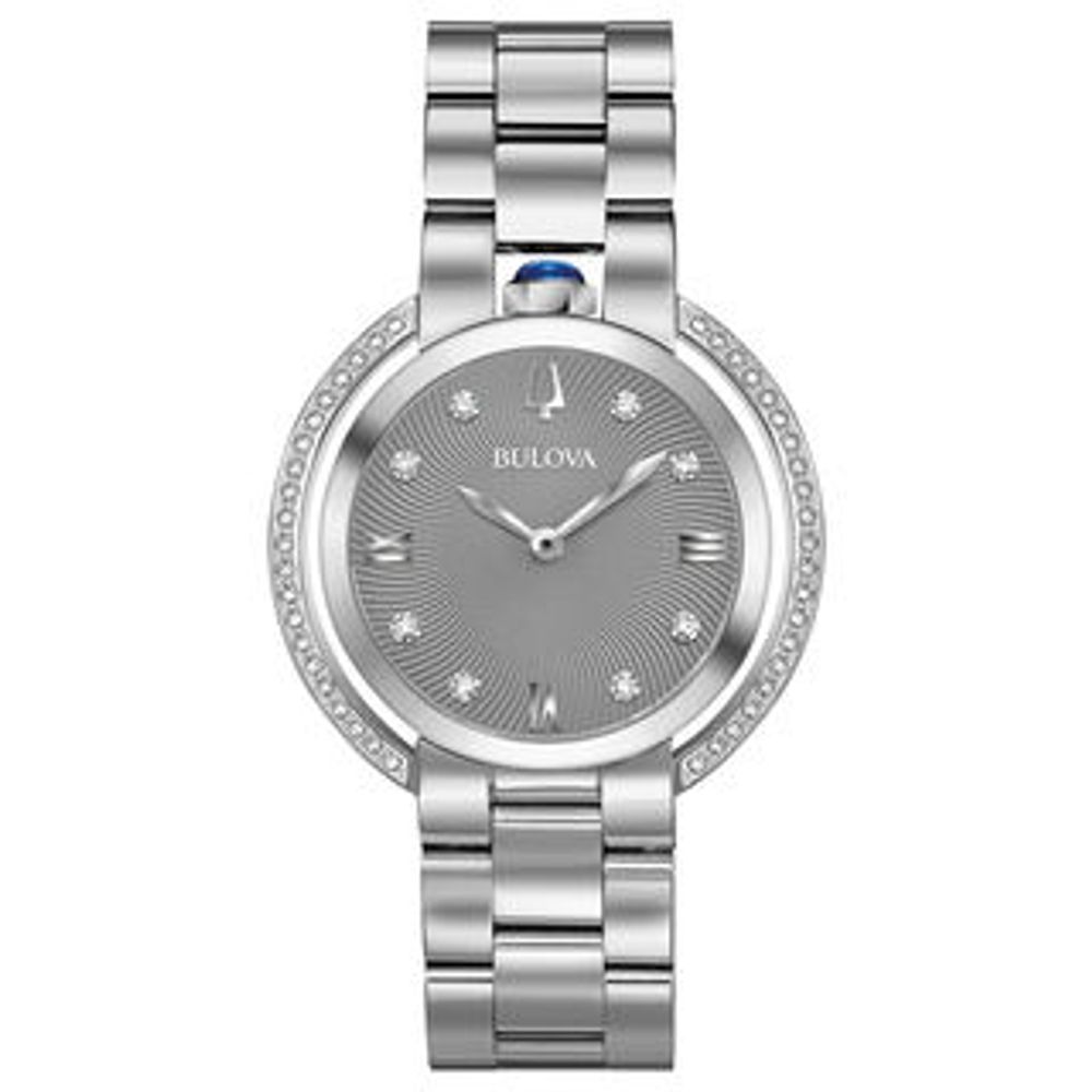 Ladies’ Bulova Rubaiyat Diamond Accent Watch with Grey Dial (Model: 96R219)|Peoples Jewellers