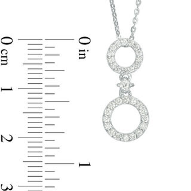 0.32 CT. T.W. Diamond Double Circle Drop Pendant in Sterling Silver|Peoples Jewellers