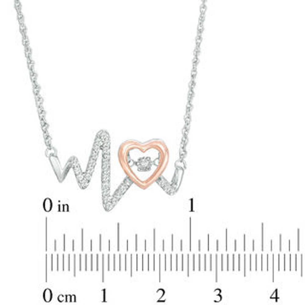 Unstoppable Love™ 0.09 CT. T.W. Diamond Heartbeat Necklace in Sterling Silver and 10K Rose Gold|Peoples Jewellers