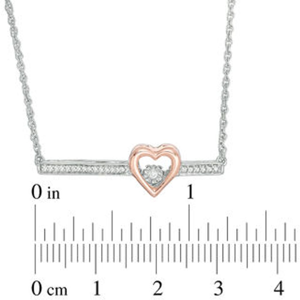 Unstoppable Love™ 0.07 CT. T.W. Diamond Heart Bar Necklace in Sterling Silver and 10K Rose Gold|Peoples Jewellers