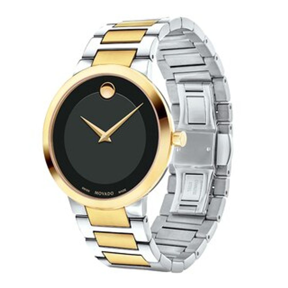 Men's Movado Modern Classic Two-Tone PVD Watch with Black Dial (Model: 0607120)|Peoples Jewellers