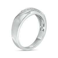 Men's 0.20 CT. T.W. Diamond Double Slant Wedding Band in 10K White Gold|Peoples Jewellers