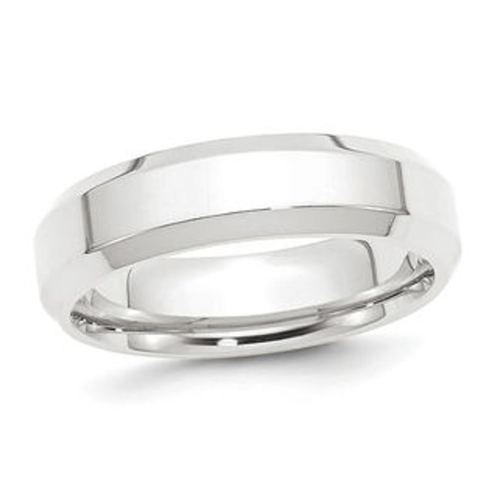 Men's 6.0mm Bevelled Edge Wedding Band in Platinum|Peoples Jewellers